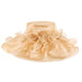 Large Organza Hat with Feather and Flower - Something Special Dress Hat Something Special LA WSSK817GD Gold  