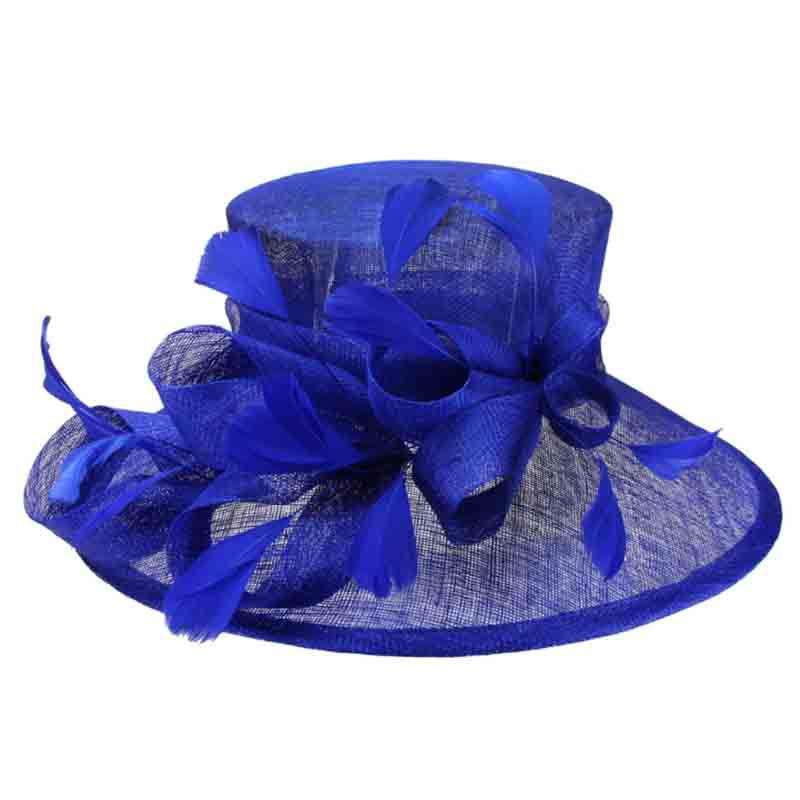 Sinamay Dress Hat with Long Feathers - Sophia Collection Dress Hat Something Special LA hts2182rb Royal Blue  