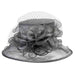 Floral Center Medium Brim Organza Hat - Something Special Hat Collection Dress Hat Something Special LA hto2149gy Silver-Grey  
