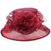 Floral Center Medium Brim Organza Hat - Something Special Hat Collection Dress Hat Something Special LA hto2149bd Burgundy  