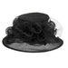 Floral Center Medium Brim Organza Hat - Something Special Hat Collection Dress Hat Something Special LA hto2149bk Black  
