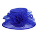 Floral Center Medium Brim Organza Hat - Something Special Hat Collection Dress Hat Something Special LA hto2149rb Royal Blue  