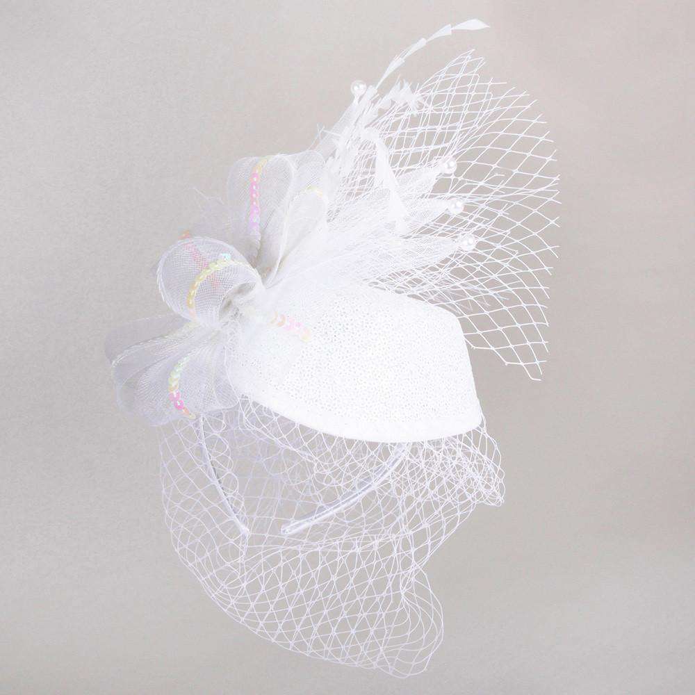 Sequin Headpiece with Netting Veil, Fascinator - SetarTrading Hats 