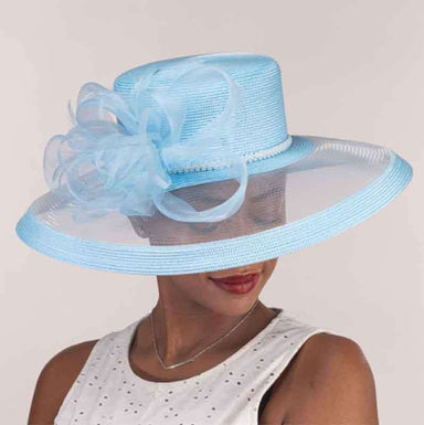 Polystraw Dress Hat with Crinoline Brim - KaKyCO Dress Hat KaKyCO 301886ibl Ice Blue  