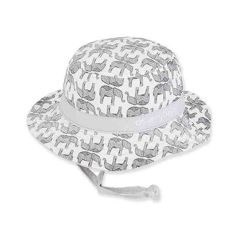 Infant Boy's Reversible Elephant Print Cotton Bucket Hat - Sunny Dayz Hat Bucket Hat Sun N Sand Hats HKISM111 Grey Elephant S/M (44 cm) 