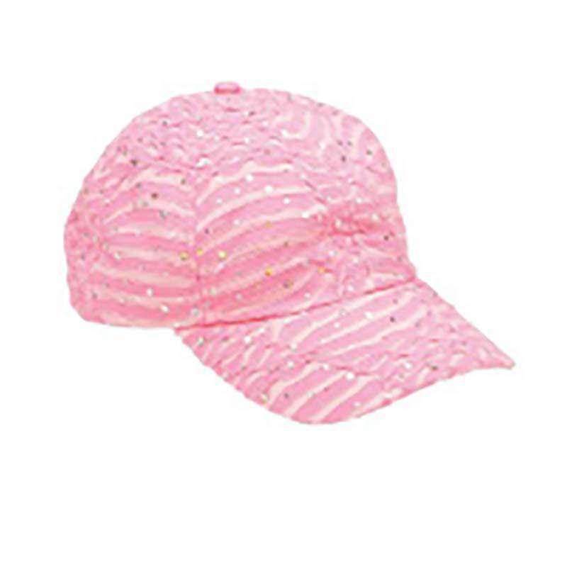 Glitter Striped Baseball Cap - Available in 12 Colors Cap Something Special Hat ja7047pk Pink  