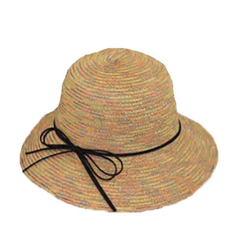 Large Brim Lampshade Style Hat with Rainbow Stitching Wide Brim Hat Jeanne Simmons js8007bg Beige  
