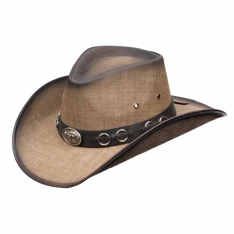 Weathered Canvas Cowboy Hat with Nickel Bull Concho - Kenny Keith Cowboy Hat Great hats by Karen Keith DL10-Hm Brown Medium (57 cm) 