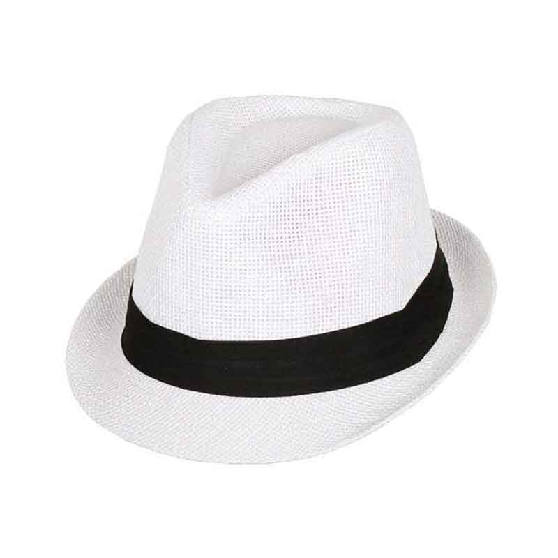 Small Heads Straw Summer Fedora Hat - Milani Hats Fedora Hat Milani Hats KFD107whx White Jr. L/XL (54 cm) 
