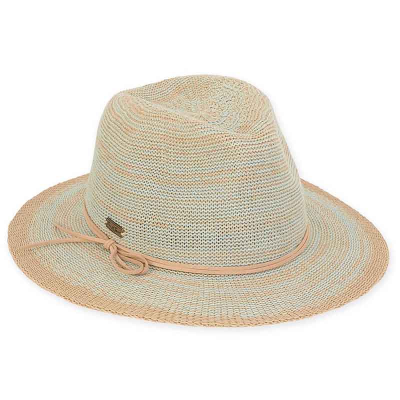 Mix Tone Poly Straw Fedora Hat - Sun 'N' Sand Hats Fedora Hat Sun N Sand Hats HH2475 Green Mix Medium (57 cm) 