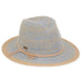 Mix Tone Poly Straw Fedora Hat - Sun 'N' Sand Hats Fedora Hat Sun N Sand Hats HH2475A Blue Mix Medium (57 cm) 