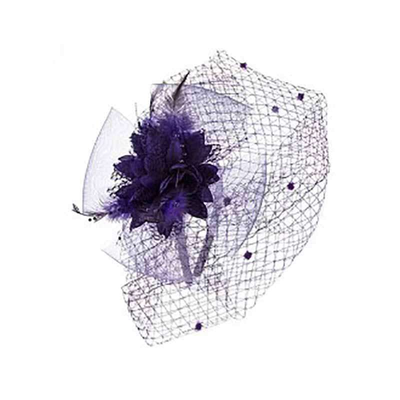 Lace Flower Fascinator with Veil Fascinator Something Special Hat LB7320PP Purple  