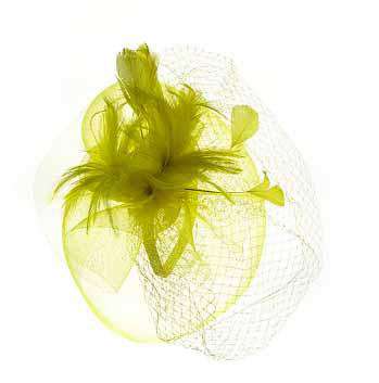 Large Double Veil Fascinator Fascinator Something Special Hat Flb7323YW Yellow  