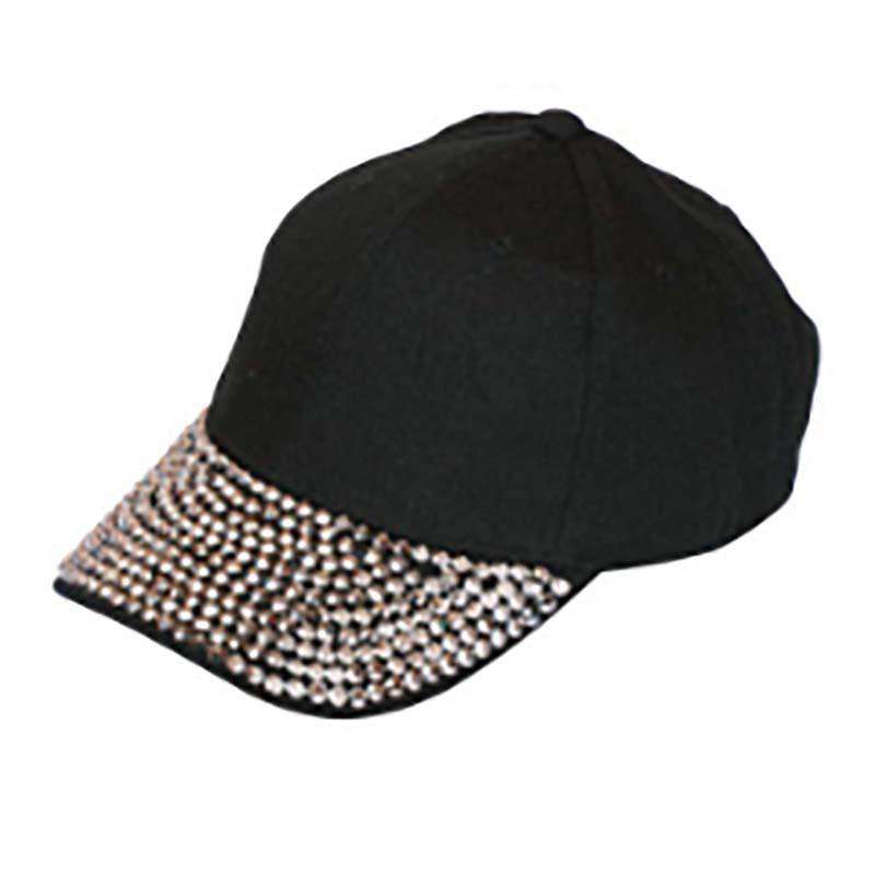 Studded Bill Baseball Cap Cap Something Special Hat LB7444BKSL Black-Silver  