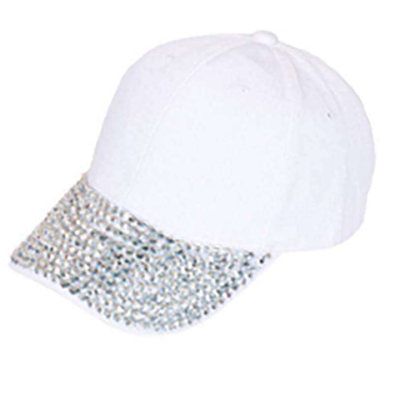 Studded Bill Baseball Cap Cap Something Special Hat LB7444WH White  