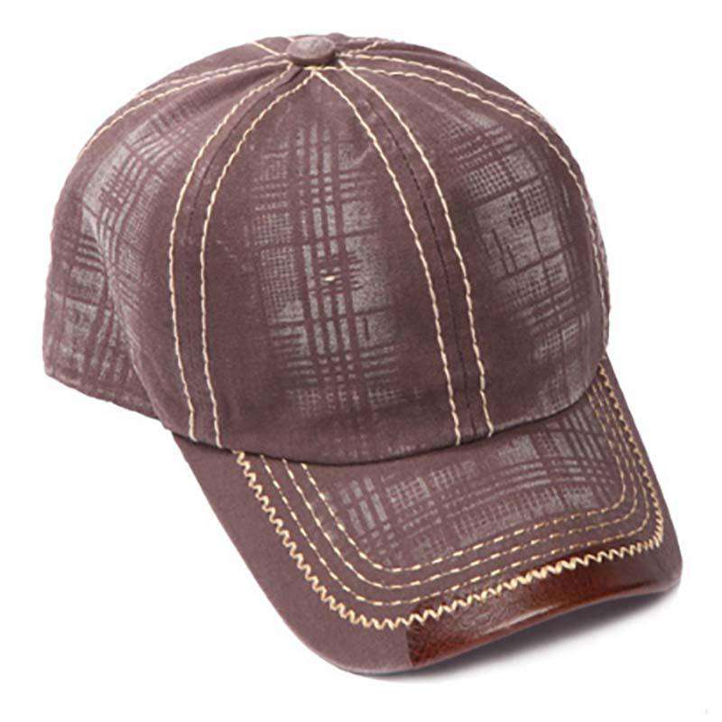 Leatherette Peak Baseball Cap Cap Something Special Hat BY7619BN Brown  