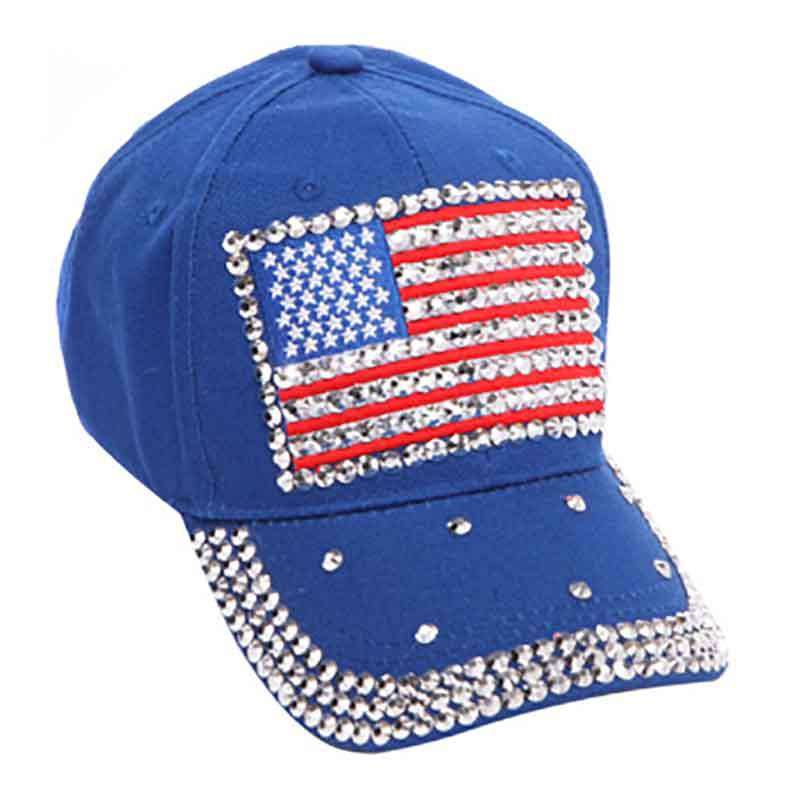 Studded Bill USA Baseball Cap - Red, White and Blue Collection Cap Something Special Hat LB7628RB Royal Blue  