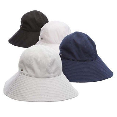 Performance Mesh Wide Brim Cloche Hat - Scala Hats Bucket Hat Scala Hats LC823wh White  