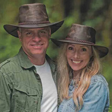 Head'n Home Crusher Outback Leather Hat up to XXL- Brown, Safari Hat - SetarTrading Hats 
