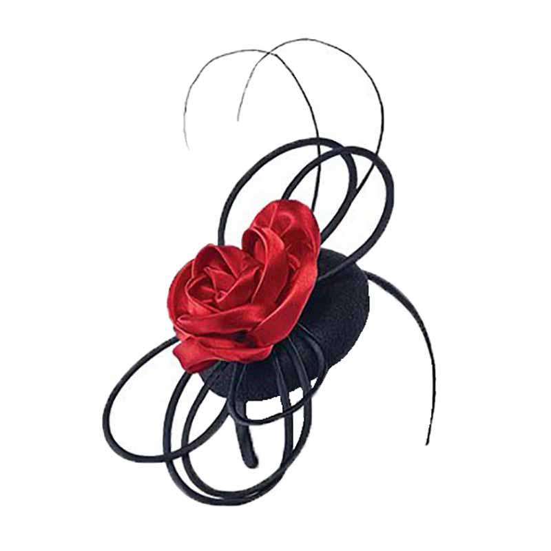 Wool Felt Loopy Fascinator with Satin Flower - Scala Collezione Fascinator Scala Hats    