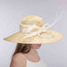 Two Tone Light Gold and Ivory Sinamay Hat with Long Quill - KaKyCO Dress Hat KaKyCO 11713910725 Light Gold / Ivory  