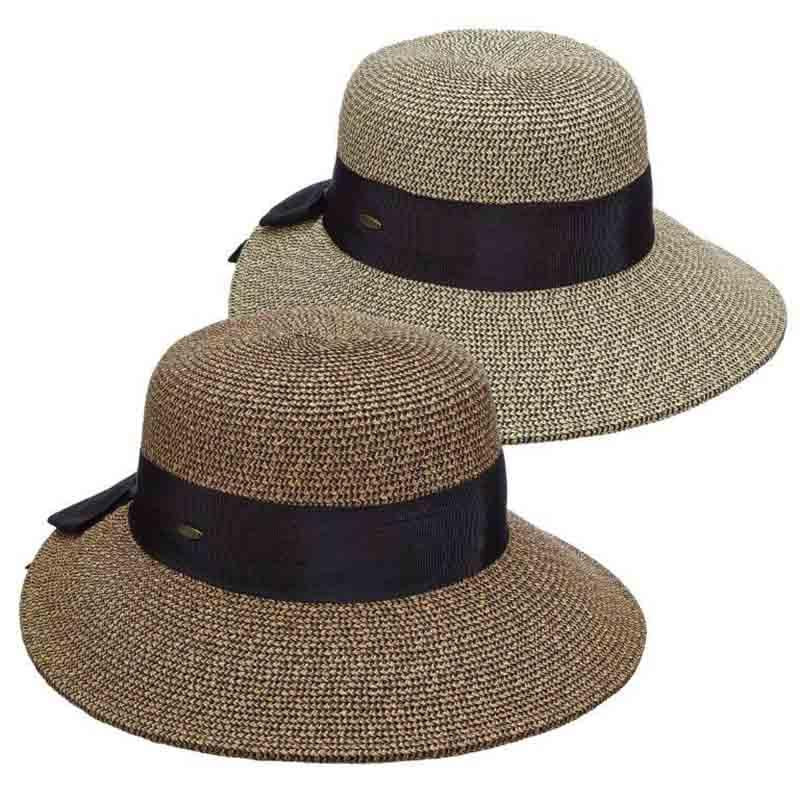 Scala Women's Paper Braid Hat with Dimensional Brim, Tea, One Size