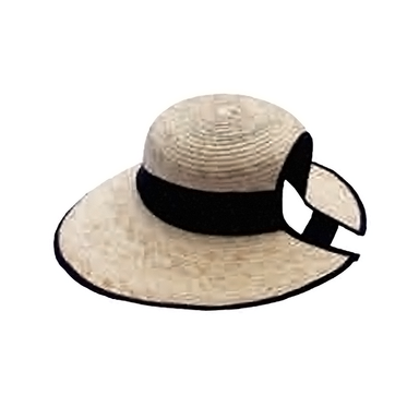 Lucy Palm Leaf Sun Hat with Ponytail Hole - Tula Hats Wide Brim Hat Tula Hats TU1-1970 Burnt Palm M/L (57 - 58 cm) 