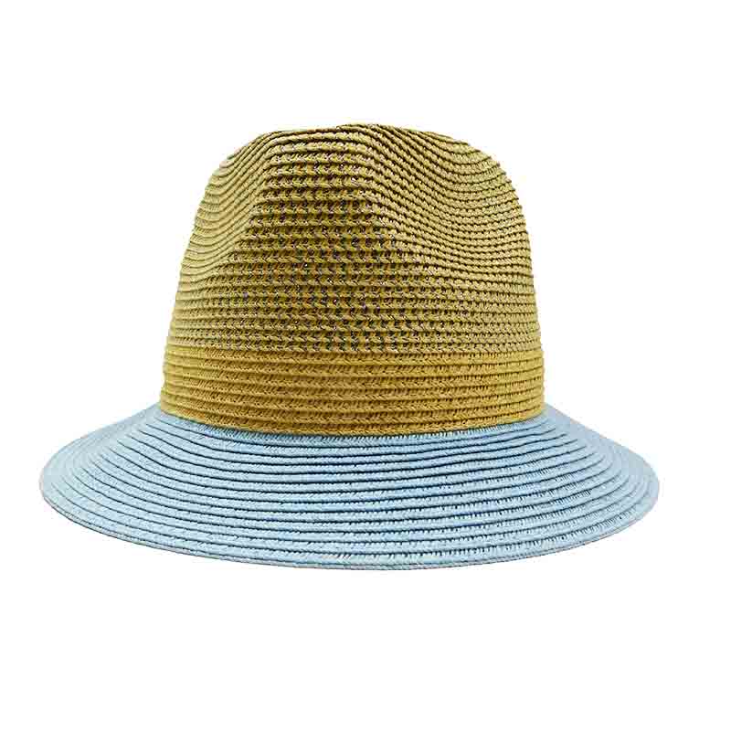Lurex Fedora with Contrast Color Brim - John Callanan Fedora Hat Callanan Hats cr333bl Blue Medium (57 cm) 