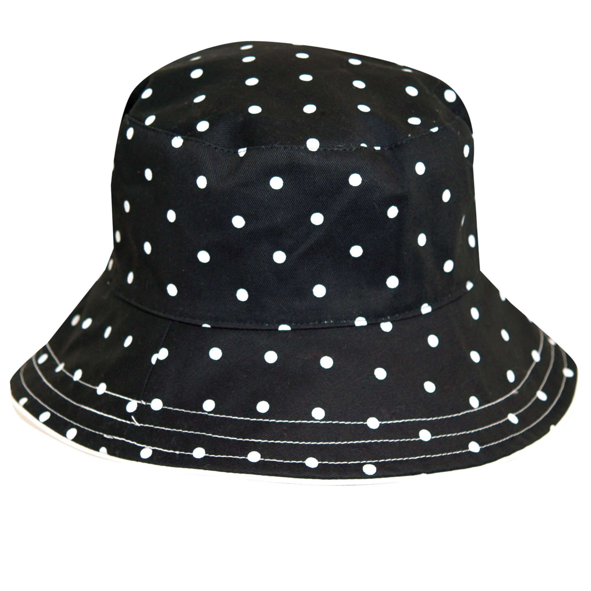 Reversible Polka Dot Rain Hat - Scala Collection Hats Black / Medium (57 cm)