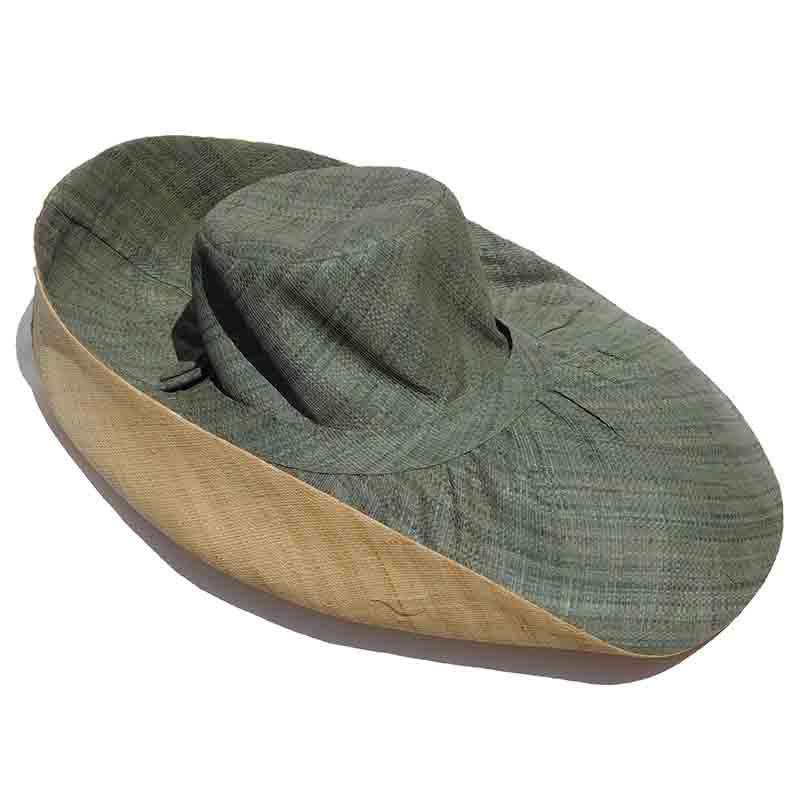 Madagascar Raffia Extra Large Brim Two Tone Beach Hat, Kettle Brim Hat - SetarTrading Hats 