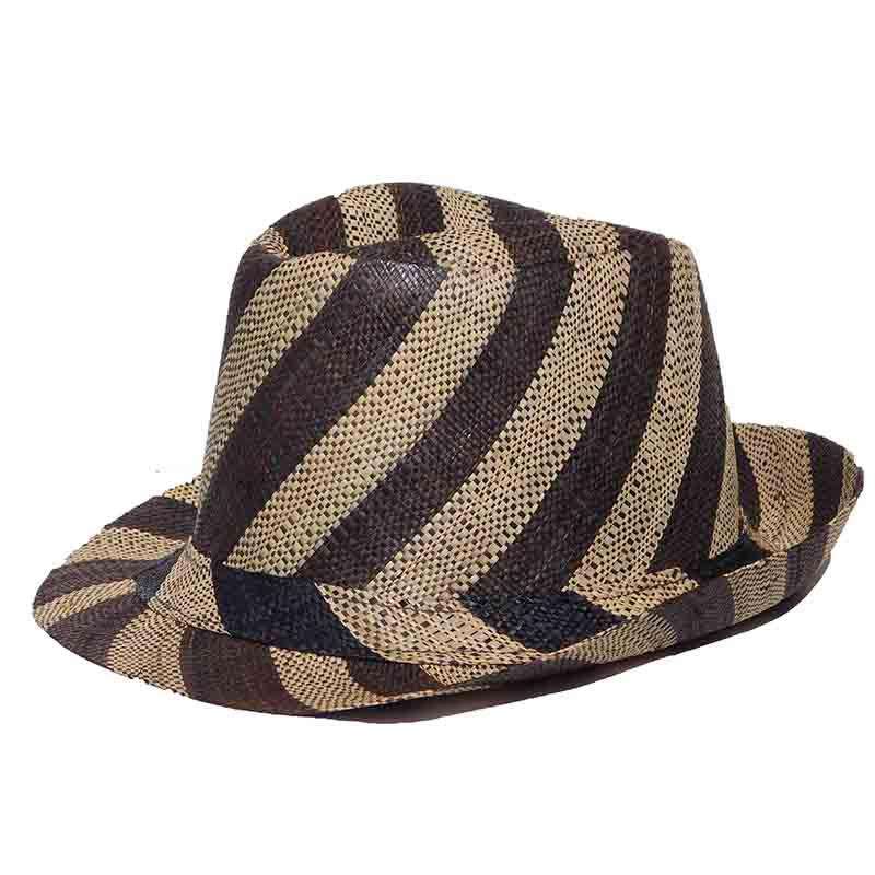 Madagascar Raffia Pinstripe Fedora Hat Fedora Hat Madagascar Raffia Hats she60 Brown  