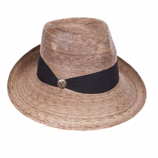 Margo Burnt Palm Leaf Asymmetrical Up Turned Brim Fedora Hat - Tula Hats Fedora Hat Tula Hats TU1-3600 Burnt Palm M/L (57 - 58 cm) 