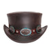 Marlow Leather Top with Bronze Concho, Brown - Steampunk Hatter, Top Hat - SetarTrading Hats 