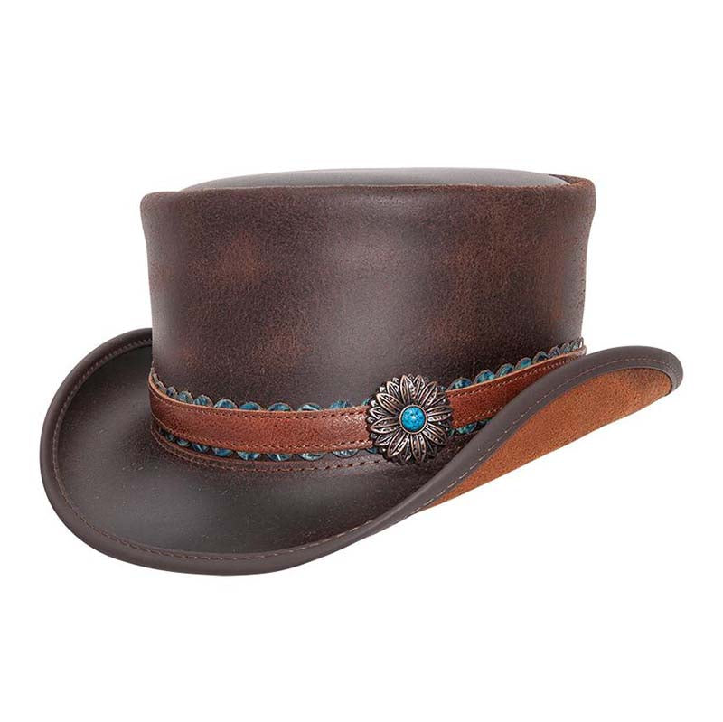 Marlow Larkspur Leather Top, Brown - Steampunk Hatter Top Hat Head'N'Home Hats MWmarlowBS Brown Small 
