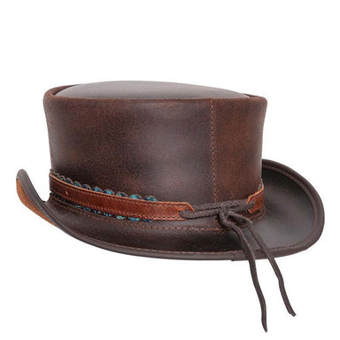 Marlow Larkspur Leather Top, Brown - Steampunk Hatter Top Hat Head'N'Home Hats    