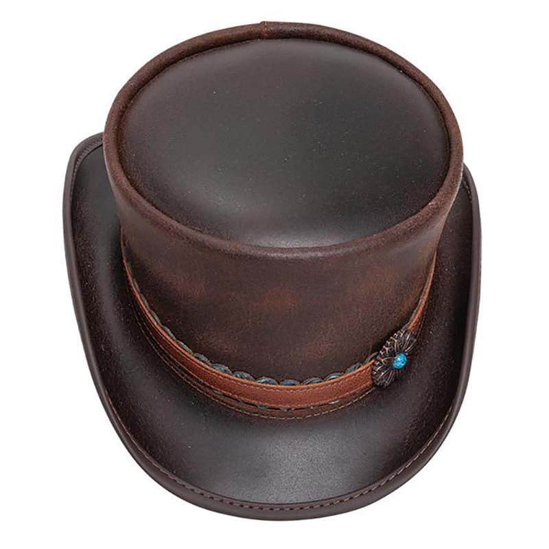 Marlow Larkspur Leather Top, Brown - Steampunk Hatter Top Hat Head'N'Home Hats    