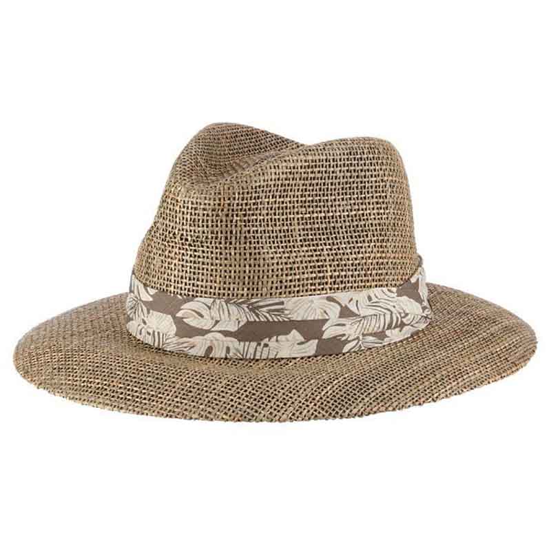Matte Seagrass Safari Hat with Tropical Band - Scala Hats for Men Safari Hat Scala Hats MS432OS Natural L/XL (60 cm) 