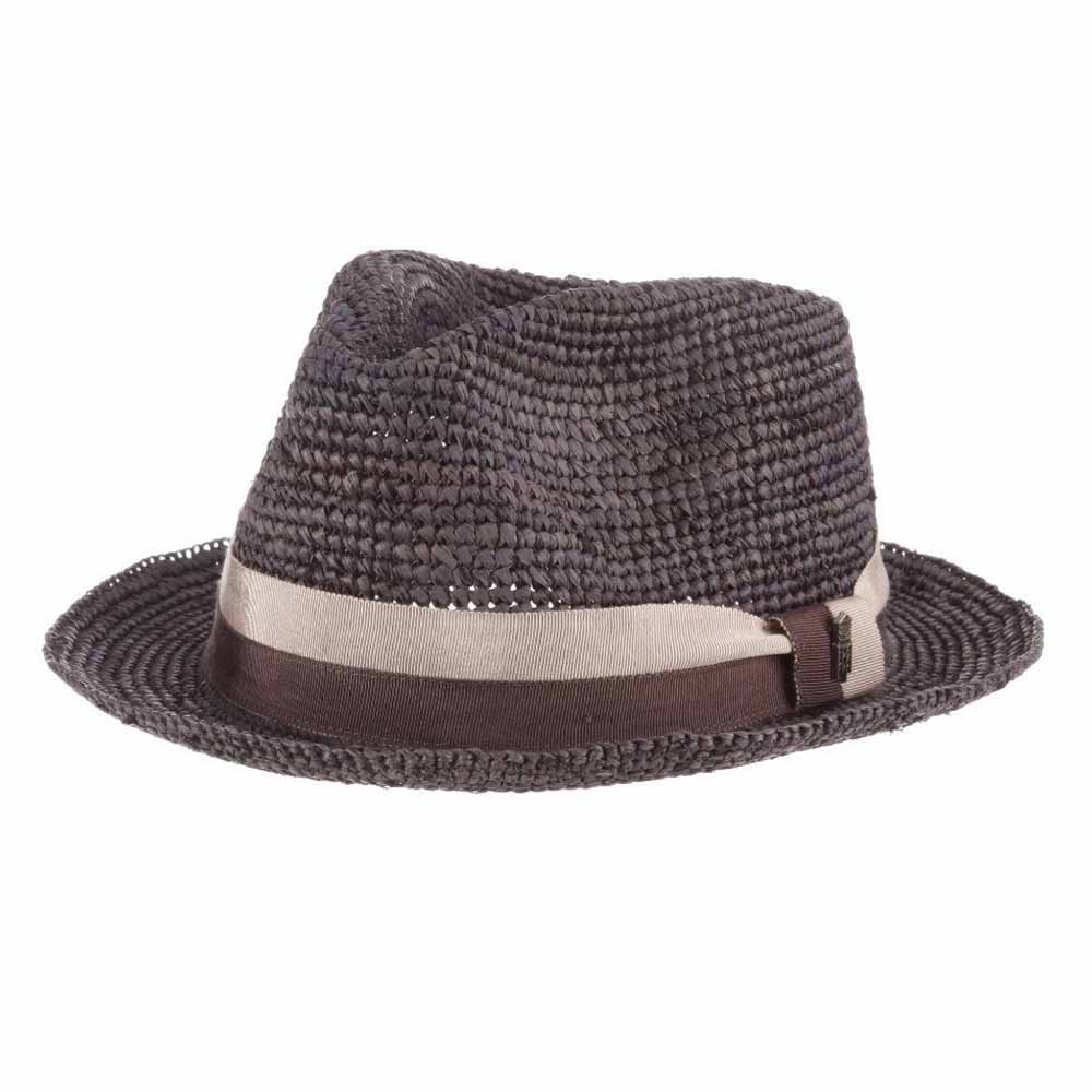 Matteo Crochet Raffia Fedora Hat - Brooklyn Hat Co Fedora Hat Brooklyn Hat BKN1615-BLU2 Blue Medium (22 3/8")