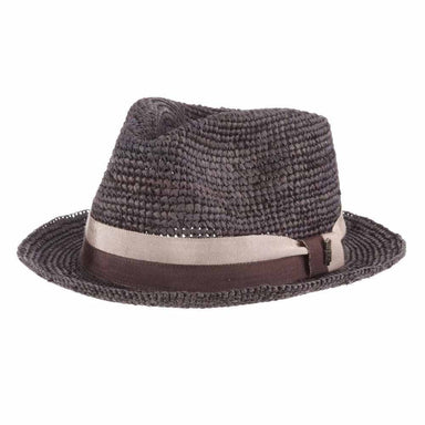 Matteo Crochet Raffia Fedora Hat - Brooklyn Hat Co Fedora Hat Brooklyn Hat BKN1615-BLU2 Blue Medium (22 3/8") 