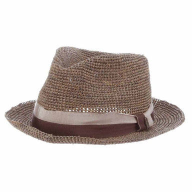 Matteo Crochet Raffia Fedora Hat - Brooklyn Hat Co Fedora Hat Brooklyn Hat BKN1615-GRY2 Grey Medium (22 3/8") 