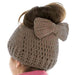 Hand Crocheted Fashion Bun Beanie with Bow - DNMC Hats Beanie Boardwalk Style Hats    