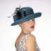 Turquoise and Black Off Face Metallic and Rhinestone Dress Hat - KaKyCO, Dress Hat - SetarTrading Hats 