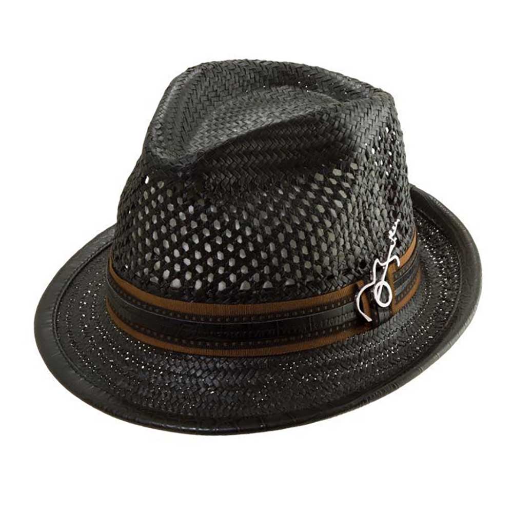 Mohican Vented Crown Straw Fedora Hat - Carlos Santana Hats ...