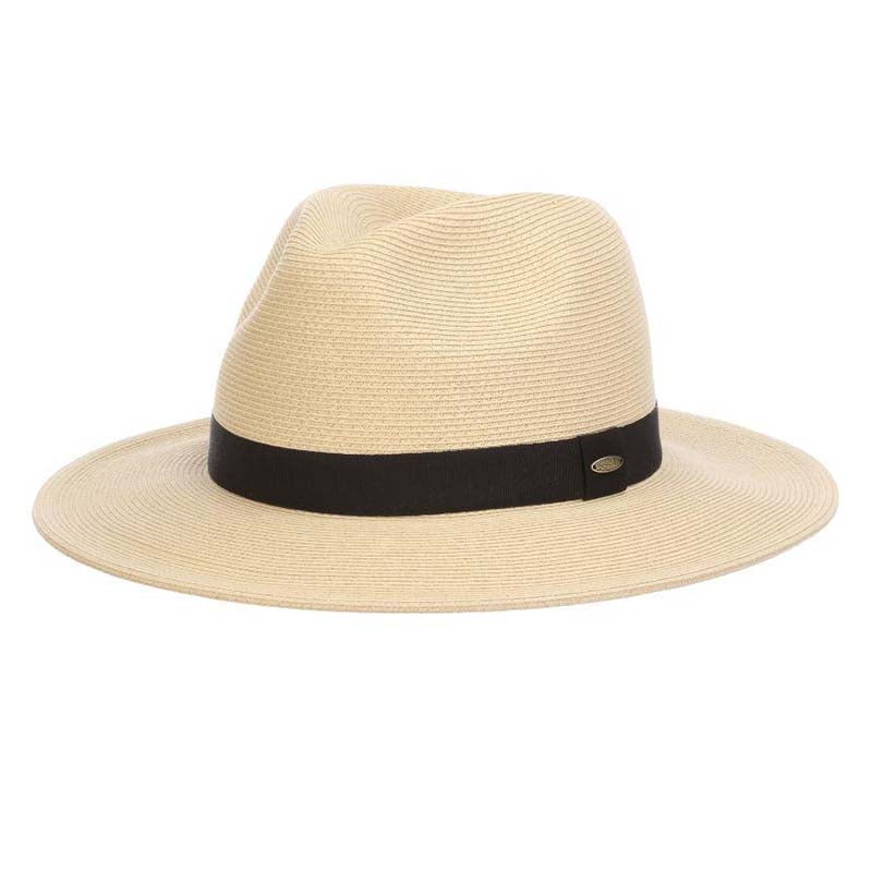 Fine Braid Safari Hat with Black Band - Scala Hats for Men Safari Hat Scala Hats ms449m Natural Small/Medium (56-57 cm) 