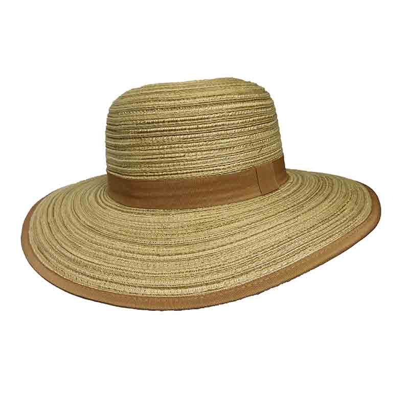Multitone Polybraid Sun Hat - Milani Hats Wide Brim Sun Hat Milani Hats BB0065bn Brown Medium (57 cm) 