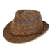 Multitone Palm Straw Fedora Hat with Suede Tie - Caribbean Joe® Hats Fedora Hat Caribbean Joe HCJ263ML Bark M/L (57-59 cm) 