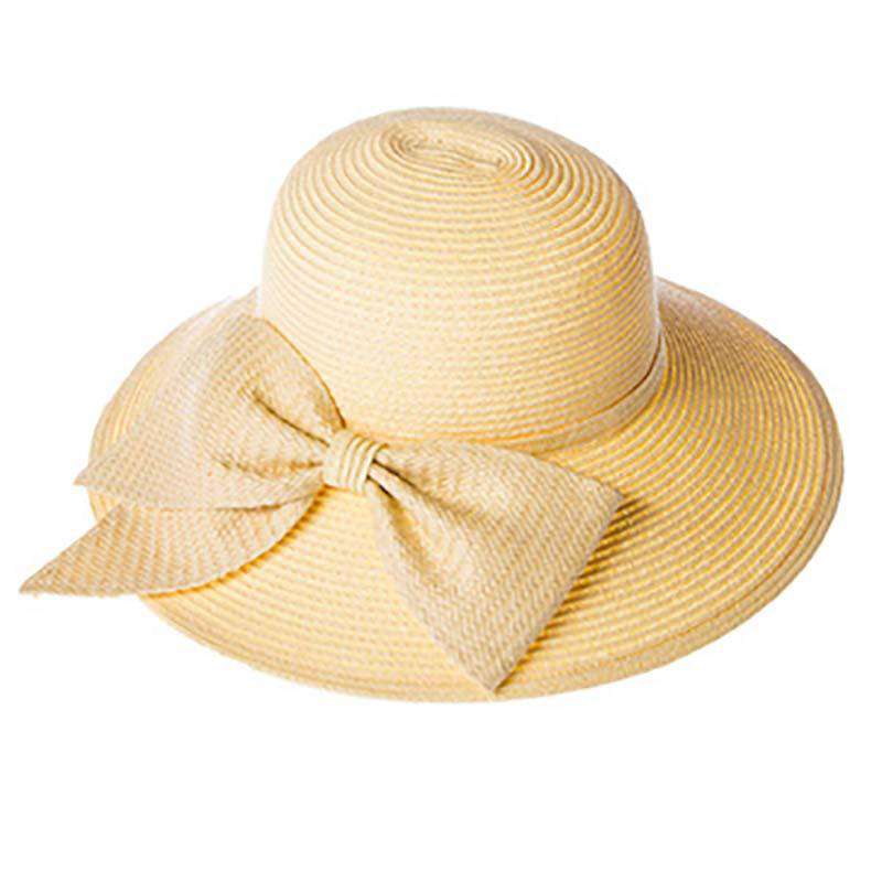 Big Brim Sun Hat with Large Bow Wide Brim Hat Something Special Hat NM5401YW Yellow  