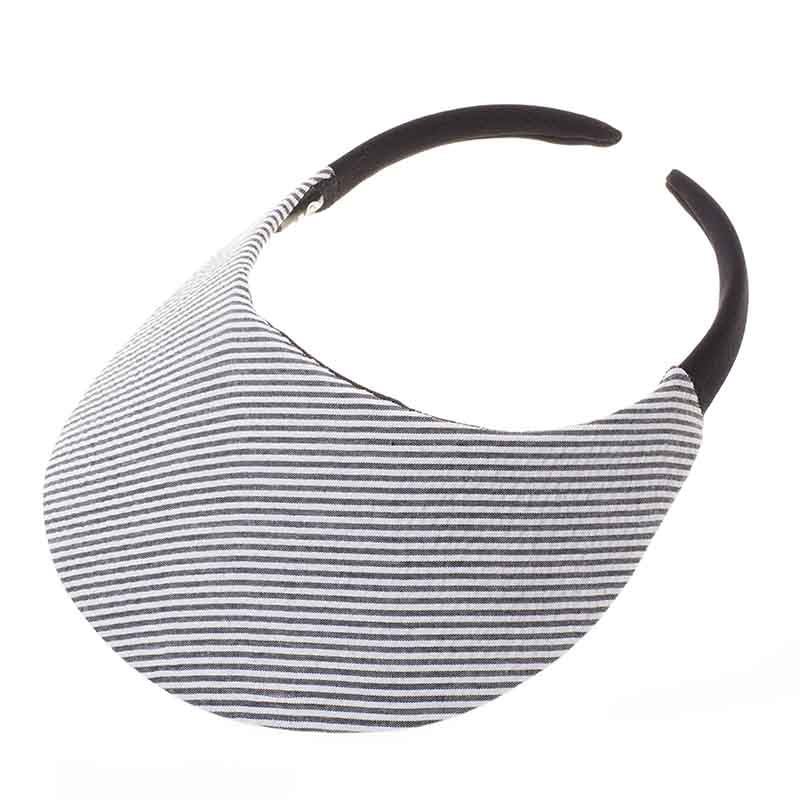 No Headache® Midsize Clip On Striped Sun Visor Visor Cap No Headache PFCM-STP1 Black / White  