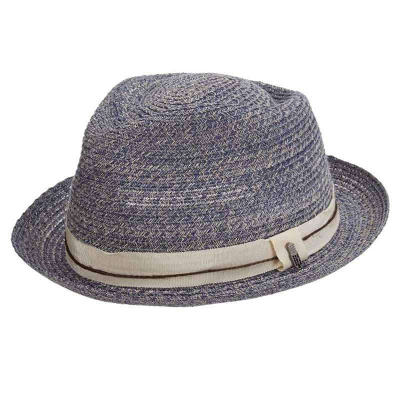Ocean City Hemp Straw Fedora Hat - Brooklyn Hat Co Fedora Hat Brooklyn Hat BKN1565 Navy Tweed Large (59 cm) 