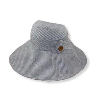 Open Crown Ponytail Roll Up Cotton Sun Visor Hat - Jeanne Simmons Hats Facesaver Hat Jeanne Simmons js6019 Black / White OS 